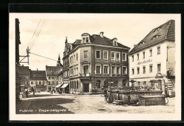 AK Pulsnitz, Ziegenbalgplatz Mit Apotheke Und Geschäften  - Pulsnitz