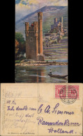 Ansichtskarte Rüdesheim (Rhein) Mäuseturm Und Burg/ Ruine Ehrenfels 1924 - Rüdesheim A. Rh.