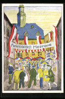 Künstler-AK Meerane Heimatfest 1930, Am Rathaus, Festpostkarte  - Meerane
