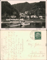 Ansichtskarte Schmilka Dampfer, Kleines Dampfschiff - Pension Prüfer 1938  - Schmilka