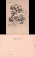 Ansichtskarte  Baum, Bank, Blick Auf Ort - Gruss Mit Gedicht 1922 - Philosophy