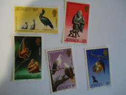 JERSEY MNH 5 STAMPS    ANIMALS-BIRDS BATS  MONKEY - Bats