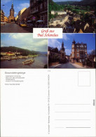 Bad Schandau Marktplatz Mit Kirche, Schloßbastei, Stadtansicht, Raddampfer 1995 - Bad Schandau
