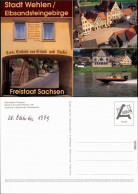 Ansichtskarte Wehlen Durchfahrt, Markt, Kirche, Elbe 1995 - Wehlen