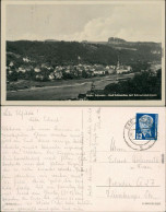 Ansichtskarte Bad Schandau Panorama-Ansicht Mit Schrammsteinen 1953 - Bad Schandau