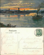 Ansichtskarte Koblenz Künstlerkarte V. H. Hoffmann - Deutsches Eck Schiff 1912 - Koblenz