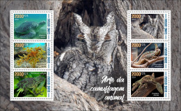 GUINEA BISSAU 2024 MS 6V - CAMOUFLAGE - FROG FROGS TURTLES TURTLE OWL OWLS GECKO CHAMELEON SEAHORSE HIPPOCAMPE MNH - Frogs