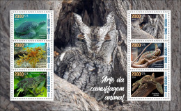 GUINEA BISSAU 2024 MS 6V - CAMOUFLAGE - FROG FROGS TURTLES TURTLE OWL OWLS GECKO CHAMELEON SEAHORSE HIPPOCAMPE MNH - Hiboux & Chouettes