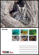 GUINEA BISSAU 2024 STATIONERY CARD 6V - CAMOUFLAGE - FROG FROGS TURTLES TURTLE OWL OWLS GECKO CHAMELEON SEAHORSE - Rane