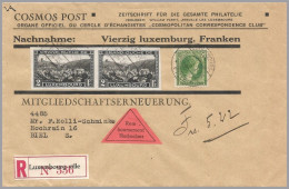 LUXEMBOURG - 2-Fr Clervaux IMPERFORATE PAIR - Only Valid For 4½ Months! COD Reg Printed Matter To SWITZERLAND - Covers & Documents