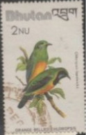 1982 BHUTAN USED STAMP ON BIRD/ - 	Chloropsis Hardwickii-Orange Bellied Leafbird - Uccelli Canterini Ed Arboricoli