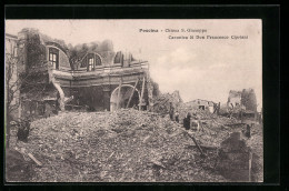 Cartolina Pescina, Chiesa S. Giuseppe, Canonica Di Don Francesco Cipriani, Terremoto  - Otros & Sin Clasificación