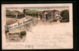 Lithographie Bad Oppelsdorf, Hotel Bad Oppelsdorf, Villa Schröter, Albertbad  - Sudeten