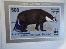 BATUM  MN H  ANIMALS SHEET  WWF OVERPRINT  PHILAKOREA  1994 - Unused Stamps