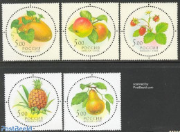 Russia 2003 Fruits 5v, Scented, Mint NH, Nature - Various - Fruit - Round-shaped Stamps - Scented Stamps - Fruit