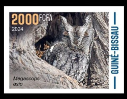 GUINEA BISSAU 2024 IMPERF STAMP 1V - CAMOUFLAGE - OWLS OWL HIBOUX HIBOU BIRDS OISEAUX - MNH - Uilen