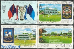 Bermuda 1976 Cricket Championship 4v, Mint NH, History - Nature - Sport - Coat Of Arms - Horses - Cricket - Sport (oth.. - Cricket
