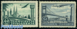 Yugoslavia 1940 Aeroplanes Over Landscapes 2v, Mint NH, Religion - Transport - Churches, Temples, Mosques, Synagogues .. - Nuevos