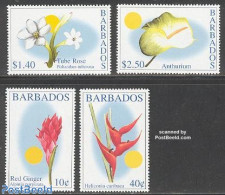Barbados 2002 Flowers 4v, Mint NH, Nature - Flowers & Plants - Barbados (1966-...)