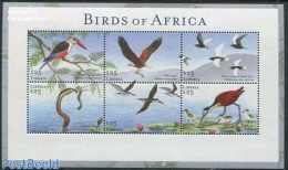 Liberia 2001 Birds Of Africa 6v M/s, Mint NH, Nature - Birds - Fish - Kingfishers - Fishes