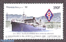 French Polynesia 2020 Ship, Ville D'Amiens 1v, Mint NH, Transport - Ships And Boats - Ungebraucht