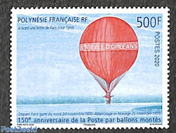 French Polynesia 2020 150 Years Balloonpost 1v, Mint NH, Transport - Balloons - Unused Stamps