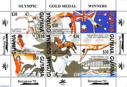 Guyana 1991 Historical Olympic Winners 9v M/s, Mint NH, Sport - Fencing - Olympic Games - Swimming - Escrime