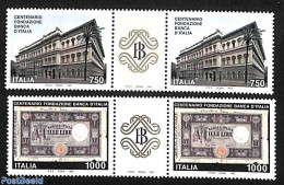 Italy 1993 National Bank 2 Gutter Pairs, Mint NH, Various - Banking And Insurance - Money On Stamps - Sonstige & Ohne Zuordnung