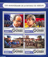 Guinea, Republic 2016 Battle Of Verdun 4v M/s, Mint NH, History - French Presidents - Germans - Politicians - World Wa.. - De Gaulle (General)
