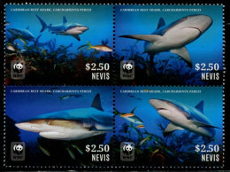 Nevis 2014 MiNr. 2888 - 2895  Fishes Caribbean Reef Shark MARINE LIFE WWF 4v  MNH** 9,00 € - St.Kitts And Nevis ( 1983-...)
