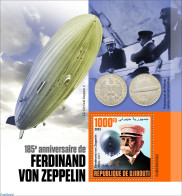 Djibouti 2023 Ferdinand Von Zeppelin, Mint NH, Transport - Zeppelins - Zeppeline