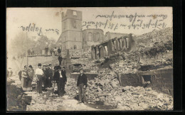 Foto-AK Ilsfeld, Brand 1904, Einwohner Vor Der Zerstörten Kirche  - Catastrofi