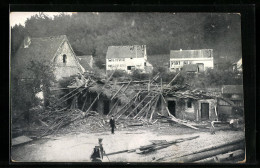 AK Mühlen, Wirbelsturm 1913, Zerstörtes Gebäude Und Einwohner  - Floods