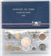FRANCE Monnaie De Paris Série De 9 Pièces Française Fleurs De Coins 1975 - BU, BE, Astucci E Ripiani