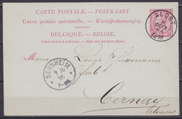 Carte Postale 10c Rose (N°46) Càd ALOST /8 OCT 1896 Pour CERNAY Alsace - Càd Arrivée SENHEIM - Briefkaarten 1871-1909