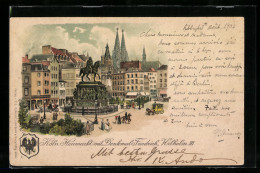 Lithographie Köln A. Rh., Heumarkt Mit Denkmal Friedrich, Wilhelm III.  - Koeln