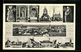 AK Altötting, Gesamtansicht, Kapellplatz, Basilika, St. Annakirche, Gnadenbild Und Bruder Konrad-Brunnen  - Altoetting