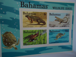 BAHAMAS MNH  SHEET  REPTILES   TURTLES FROG - Schildpadden