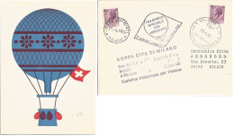 Hot Air Ballooning Coppa Milano Aerostato 20/21apr1969 Official Pcard With 2 Special Cachets - Poste Aérienne