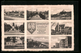 AK Schweinfurt Am Main, Peterstirne, Rathaus, Verwaltungsgebäude Fichtel&Sachs, Markt, Schloss Mainberg, Rückert-Den  - Schweinfurt