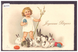 JOYEUSES PAQUES - ENFANT - LAPINS - TB - Pâques