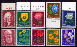 Switzerland / Helvetia / Schweiz / Suisse 1958 & 1959 ⁕ Pro Juventute Mi.663-667 & Mi.687-690 ⁕ 10v MNH - Ongebruikt