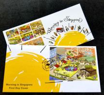 Singapore In Morning 2017 School Market Park Bicycle Traffic Bus Dance Heron Bird Exercise Playground Lifestyle (FDC) - Singapore (1959-...)