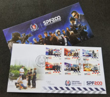 Singapore 200 Years Police Force SPF 2020 Transport Bicycle Army (stamp FDC) - Singapur (1959-...)