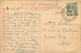 CACHET GARE DE LUNEL 1924 SUR SEMEUSE LIGNEE 130 - Railway Post