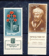 TIMBRE  ZEGEL STAMP  ISRAEL LES No 65-66  XX AVEC TABS - Autres & Non Classés