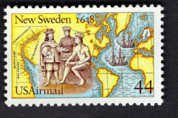 200217967 1988 SCOTT C117 (XX) POSTFRIS MINT NEVER HINGED  - SETTLING OF NEW SWEDEN 350TH ANNIV - MAP - SHIPS - 3b. 1961-... Nuovi