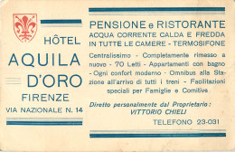 CARTE DE PUBLICITE HOTEL AQUILA D'ORO FIRENZE - Werbung