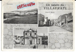 Sicilia-palermo-villafrati Vedute Vedutine Corso Chiesa Panorama Paese Un Saluto Da Villafrati Anni 50 - Otros & Sin Clasificación