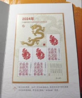 2024 China Happy New Year Greeting Sheetlet DRAGON - Blocs-feuillets